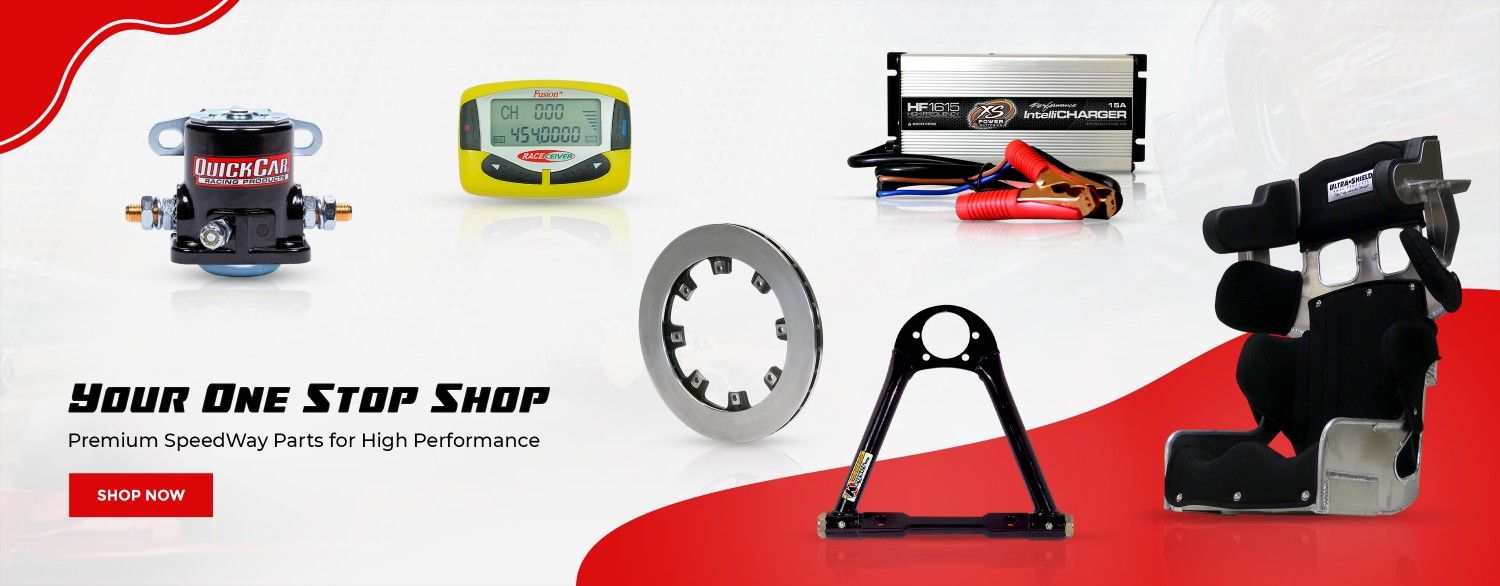 Devil Race Parts – Premium Speedway performance parts including QuickCar solenoid, Raceceiver Fusion+ device, XS Power IntelliCharger, Ultra Shield racing seat, and high-performance accessories.
