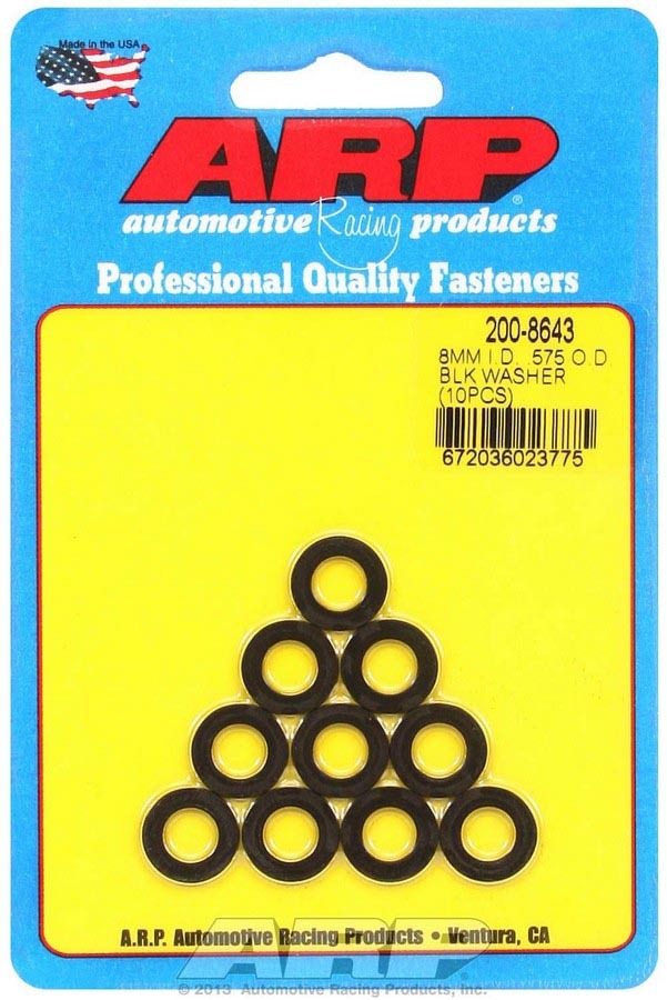 ARP Black Washers - 8mm ID x .575 OD (10)