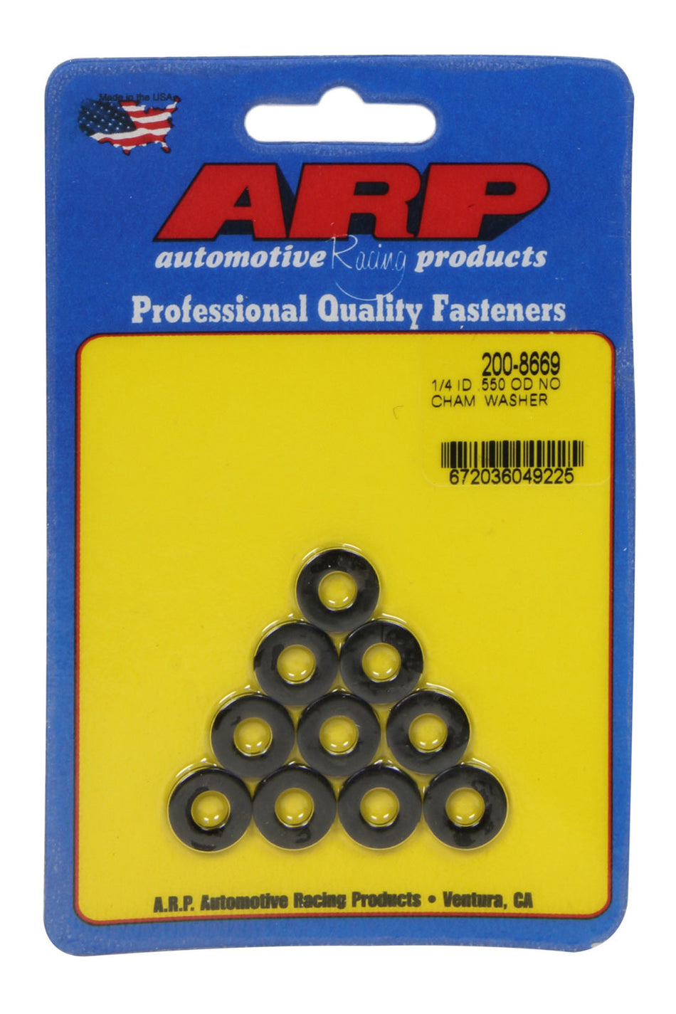 ARP 1/4 ID x .550 OD Black Washers No-Chamfer 10pk