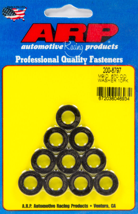 ARP Black Washers - 9mm ID x .670 OD (10pk)