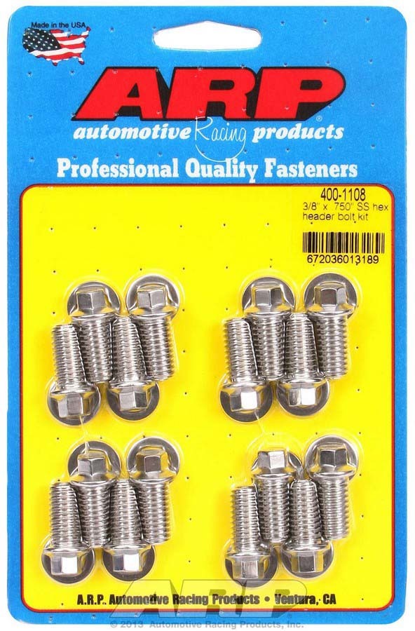 ARP S/S Header Bolt Kit - 3/8 x .750 UHL (16)