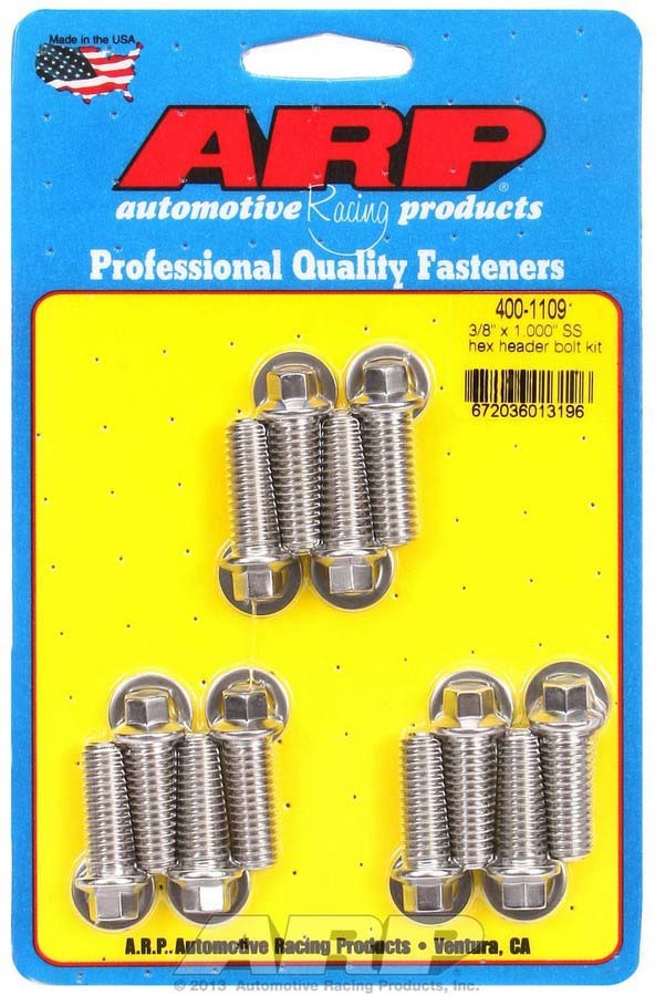 ARP S/S Header Bolt Kit - 3/8 x 1.00 UHL (12)