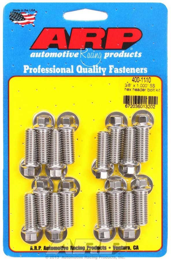 ARP S/S Header Bolt Kit - 3/8 x 1.00 UHL (16)
