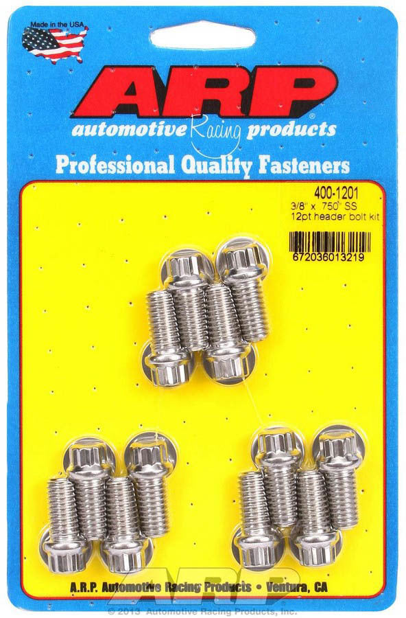 ARP S/S Header Bolt Kit - 3/8 x .750 UHL (12)