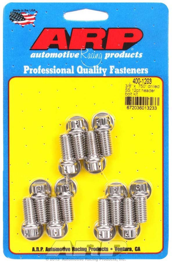 ARP S/S Header Bolt Kit - 3/8 x .750 UHL (12)