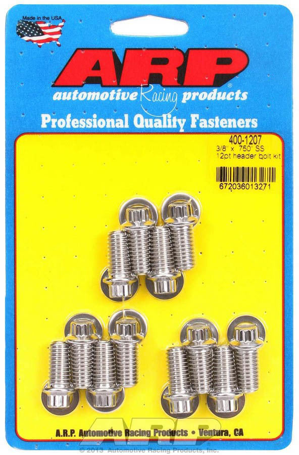 ARP S/S Header Bolt Kit - 3/8 x .750 UHL (12)
