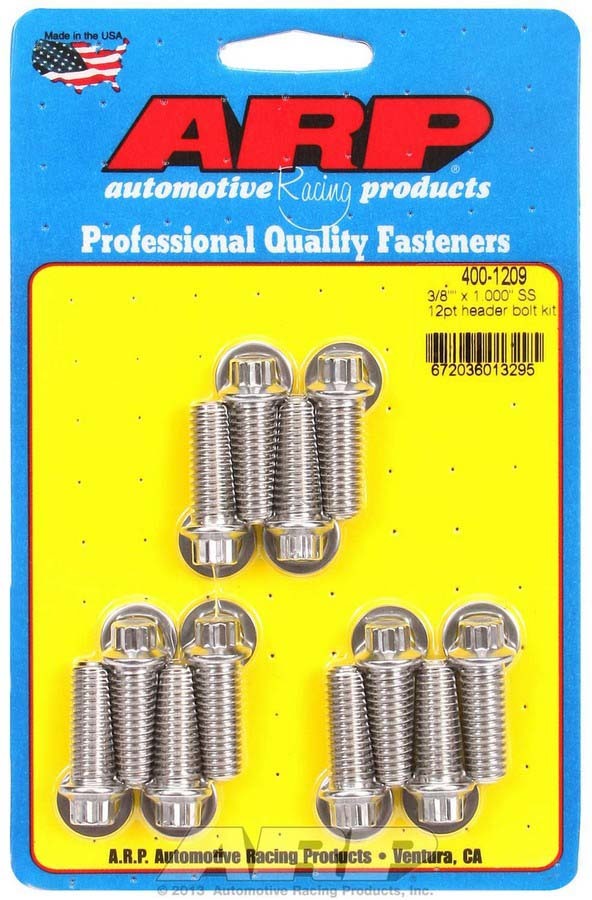 ARP S/S Header Bolt Kit - 3/8 x 1.00 UHL (12)