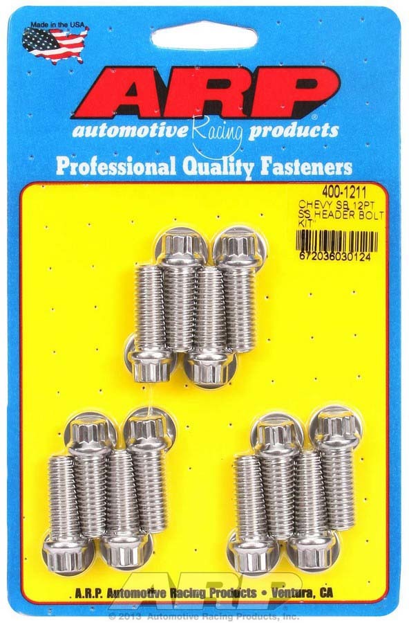 ARP S/S Header Bolt Kit - 3/8 x 1.00 UHL (12)