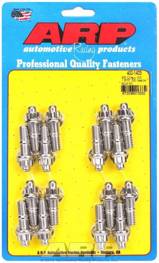 ARP S/S Header Stud Kit - 3/8in x 1.670in OAL (16)
