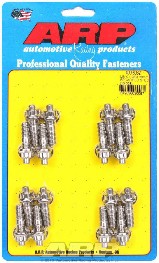 ARP S/S Stud & Nut Kit (16) 8mm x 1.25in x  38mm