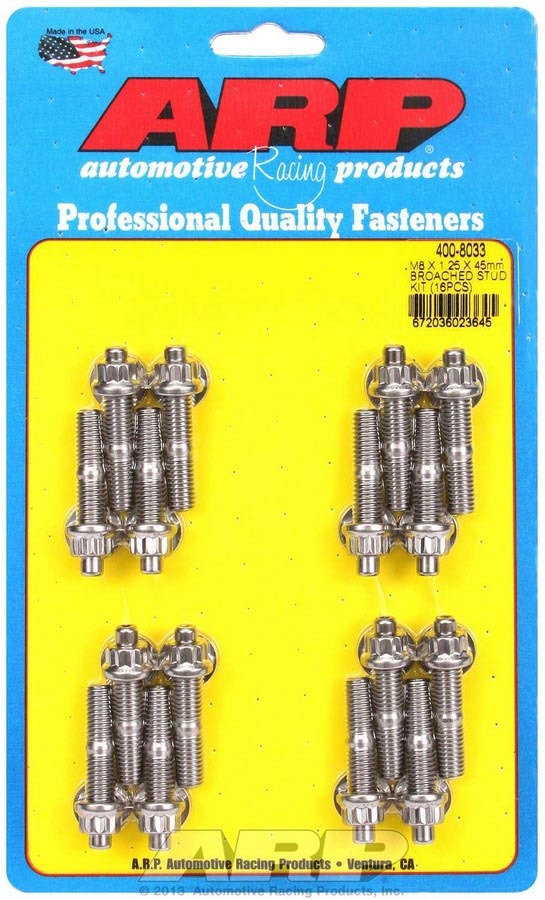 ARP S/S Stud & Nut Kit (16) 8mm x 1.25in x  45mm