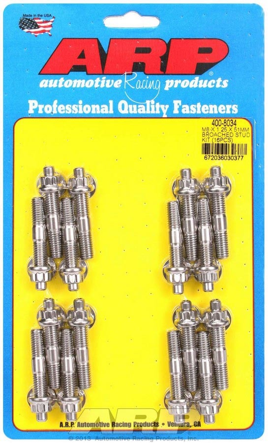ARP S/S Stud & Nut Kit (16) 8mm x 1.25in x  51mm