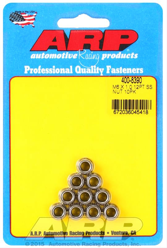 ARP 6mm x 1.00 12pt Nuts 10pk Stainless Steel