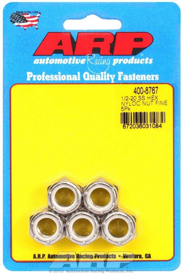 ARP S/S 6pt. Fine Nyloc Nuts - 1/2-20 (5)