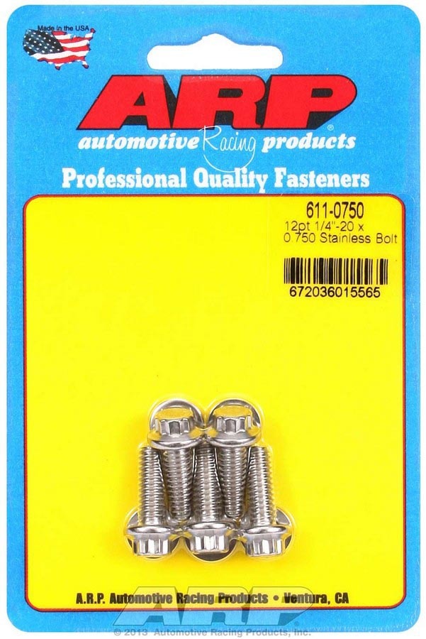 ARP S/S Bolt Kit - 12pt. (5) 1/4-20 x .750