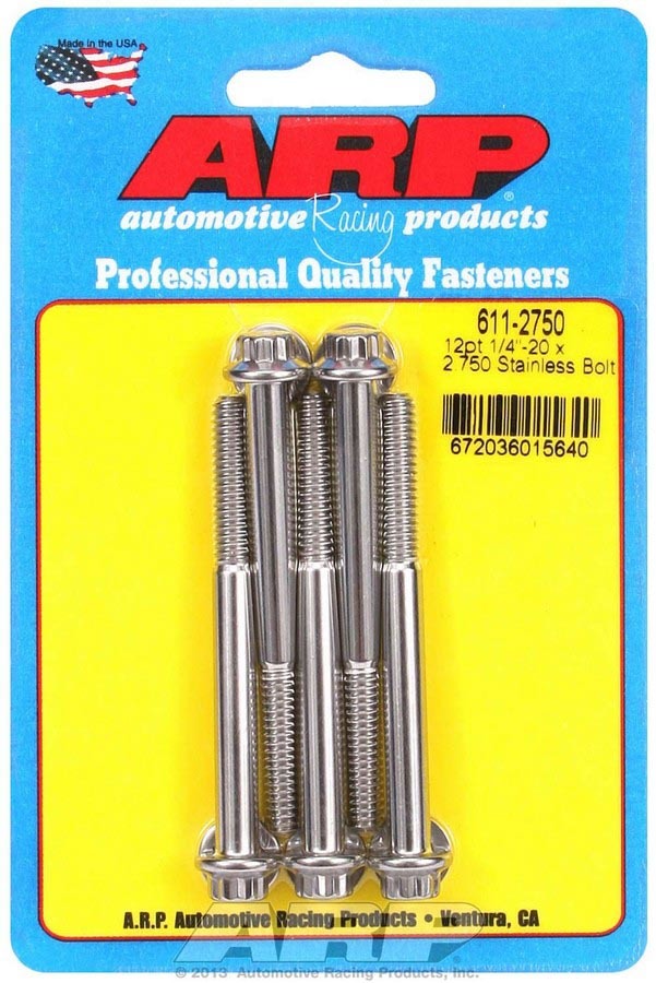 ARP S/S Bolt Kit - 12pt. (5) 1/4-20 x 2.750