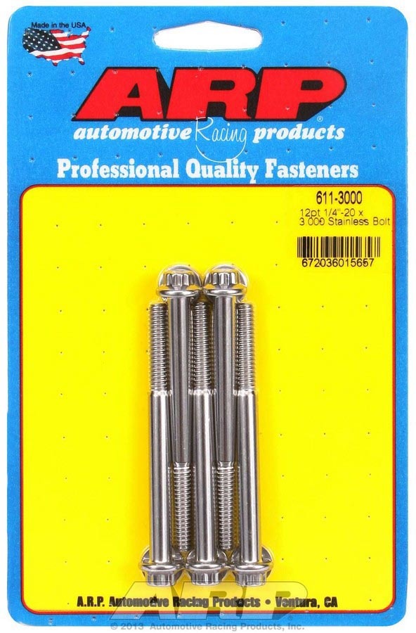 ARP S/S Bolt Kit - 12pt. (5) 1/4-20 x 3.000