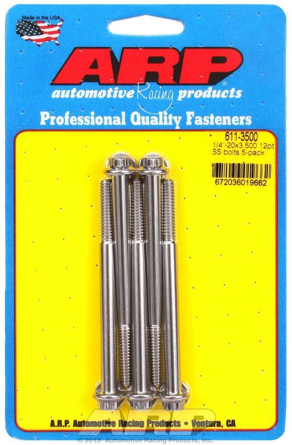 ARP S/S Bolt Kit - 12pt. (5) 1/4-20 x 3.500