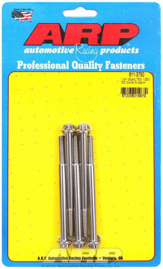 ARP S/S Bolt Kit - 12pt. (5) 1/4-20 x 3.750