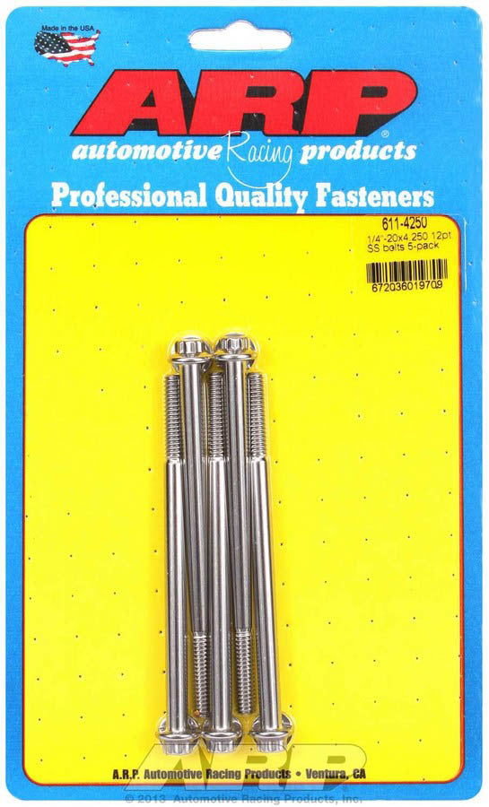 ARP S/S Bolt Kit - 12pt. (5) 1/4-20 x 4.250