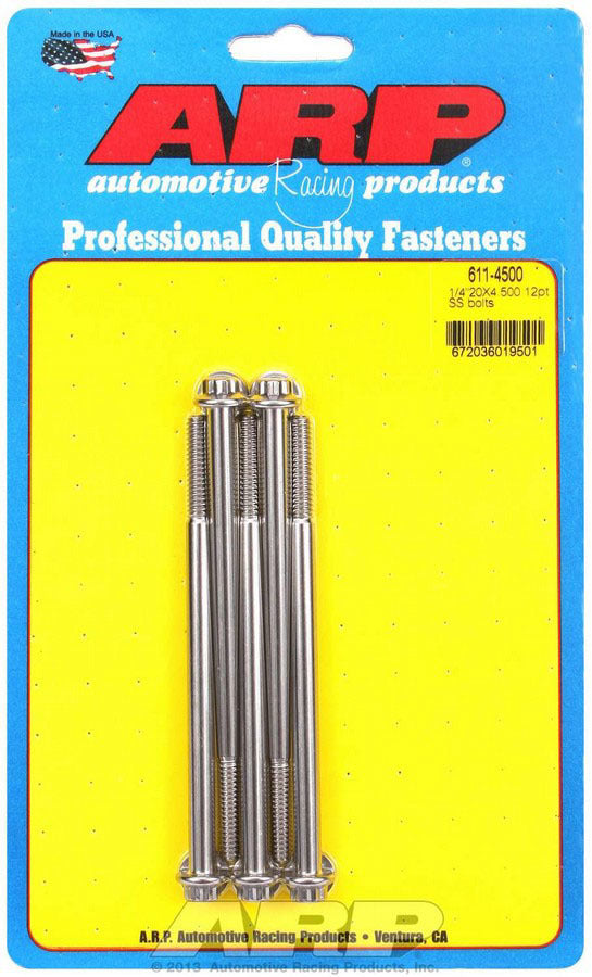 ARP S/S Bolt Kit - 12pt. (5) 1/4-20 x 4.500