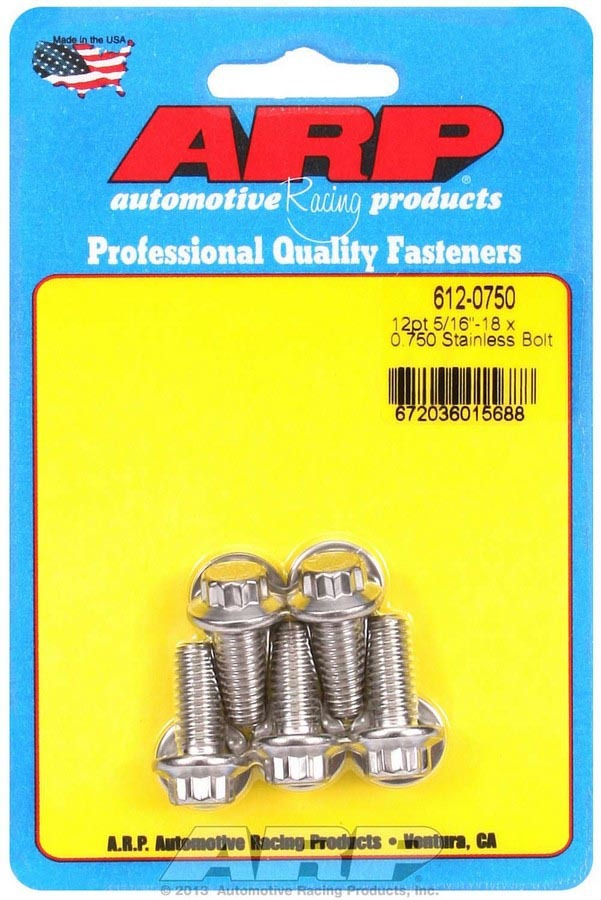 ARP S/S Bolt Kit - 12pt. (5) 5/16-18 x .750
