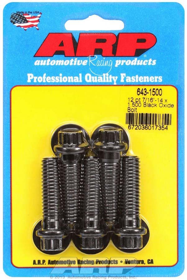 ARP 7/16-14 x 1.500 12pt Bolt Kit (5) Black Oxide