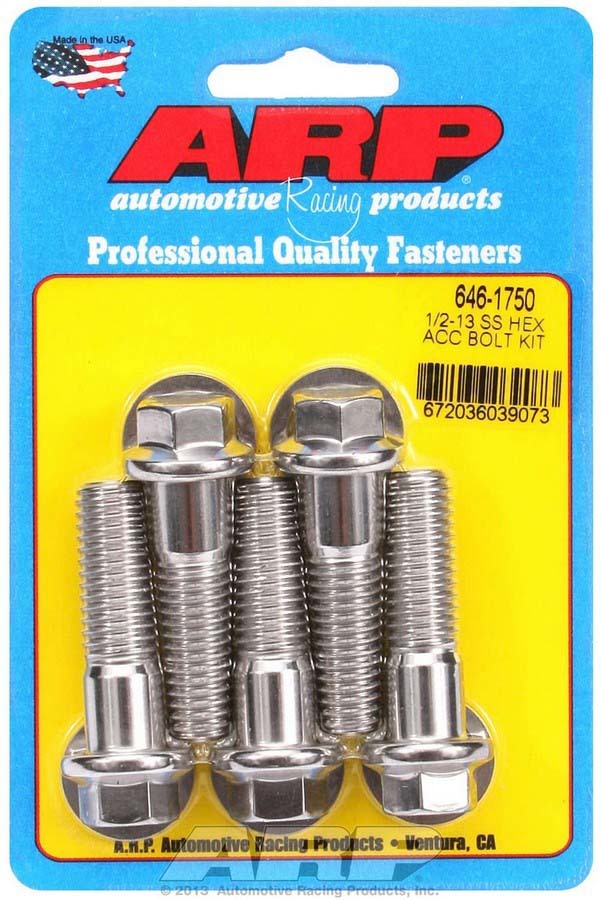 ARP S/S Bolt Kit - 6pt. (5) 1/2-13 X 1.750
