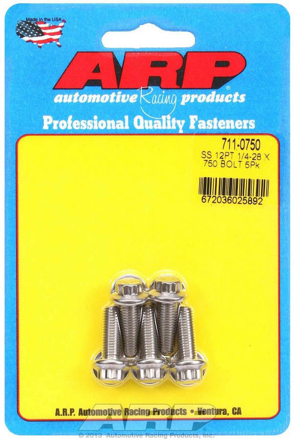 ARP S/S Bolt Kit - 12pt. (5) 1/4-28 x .750