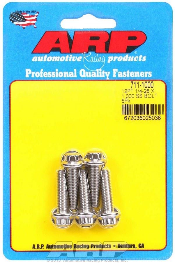 ARP S/S Bolt Kit - 12pt. (5) 1/4-28 x 1.000
