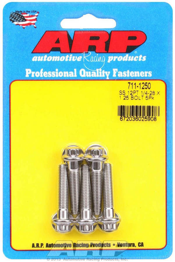 ARP S/S Bolt Kit - 12pt. (5) 1/4-28 x 1.250