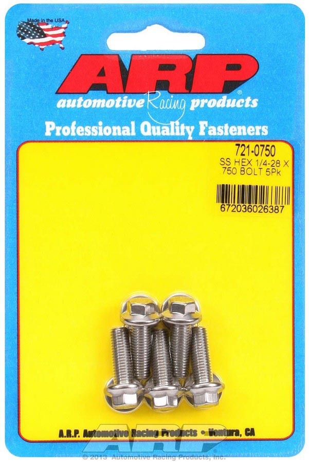 ARP Bolt Kit - SS 6pt 5pk 1/4-28 x .750