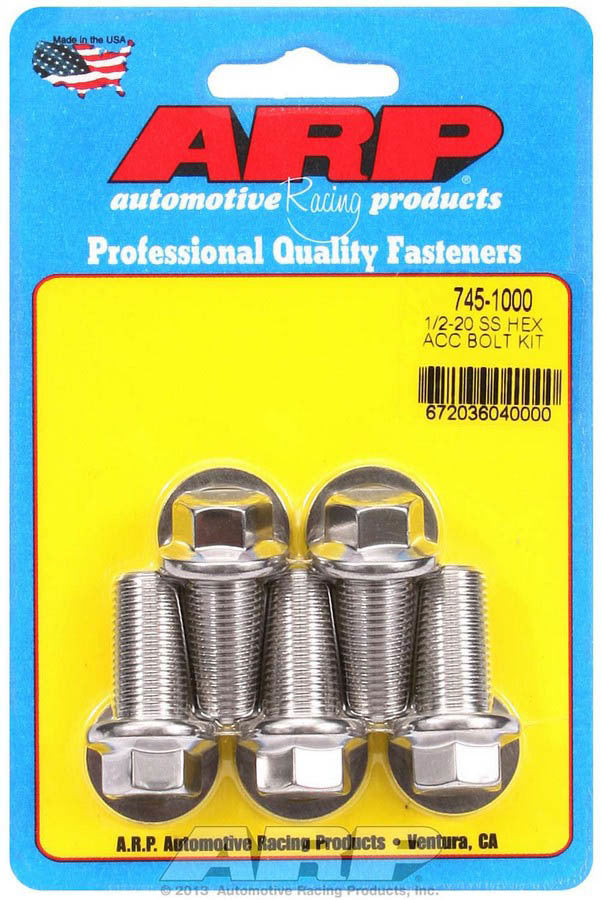 ARP S/S Bolt Kit - 6pt. (5) 1/2-20 x 1.000