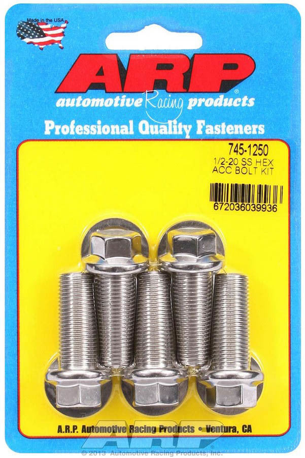 ARP S/S Bolt Kit - 6pt. (5) 1/2-20 x 1.250