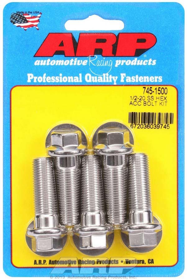 ARP S/S Bolt Kit - 6pt. (5) 1/2-20 x 1.500