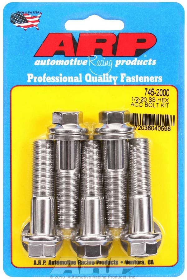 ARP S/S Bolt Kit - 6pt. (5) 1/2-20 x 2.000