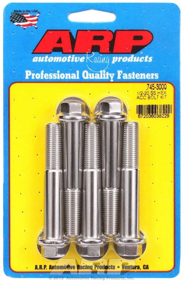 ARP S/S Bolt Kit - 6pt. (5) 1/2-20 x 3.000