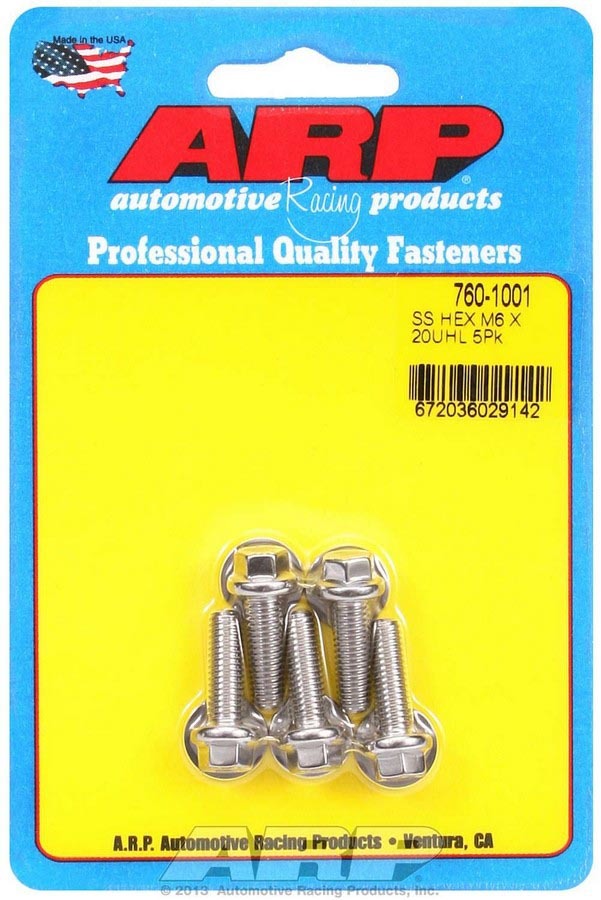 ARP S/S Bolt Kit - 6pt. (5) 6mm x 1.00 x 20mm