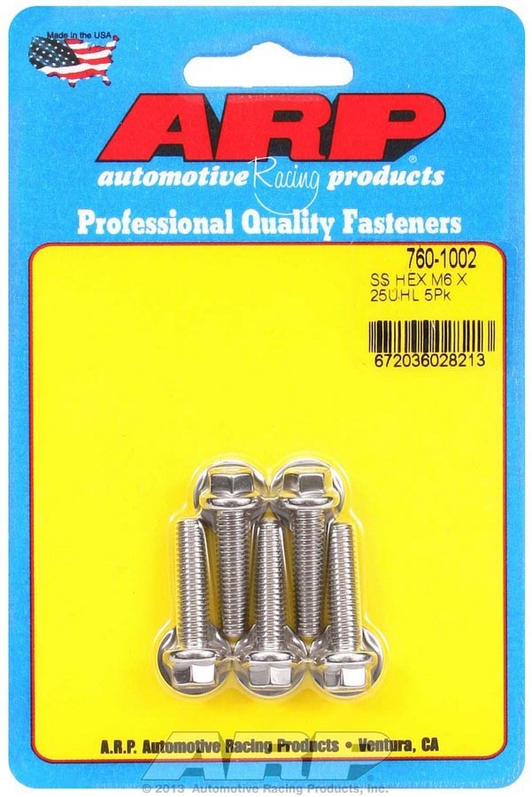 ARP SS Bolt Kit - 6pt 5pk 6mm x 1.00 x 25mm