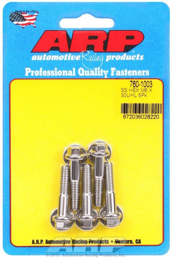 ARP S/S Bolt Kit - 6pt. (5) 6mm x 1.00 x 30mm