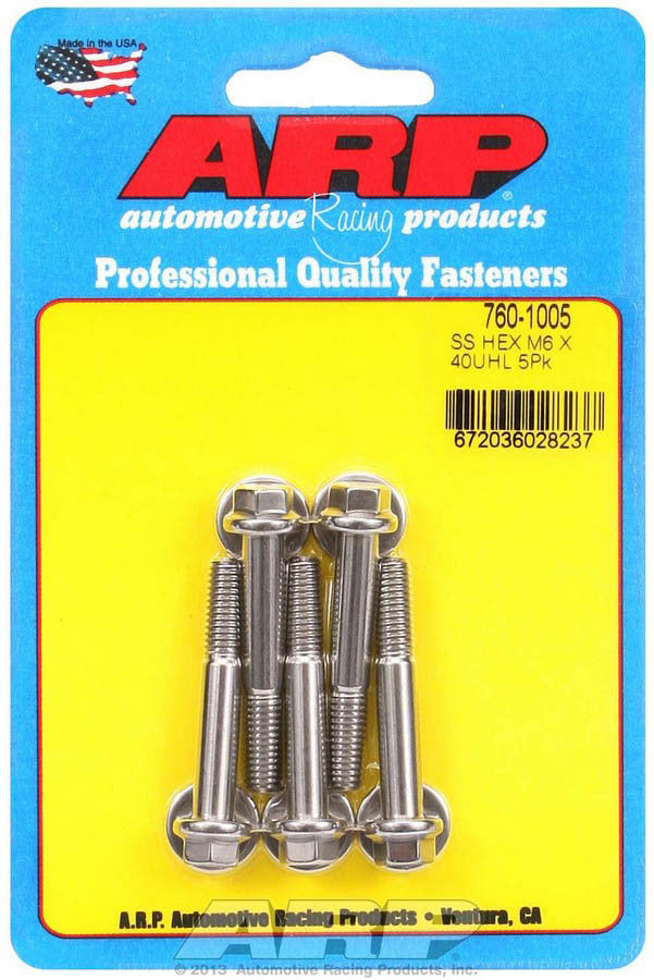 ARP S/S Bolt Kit - 6pt. (5) 6mm x 1.00 x 40mm