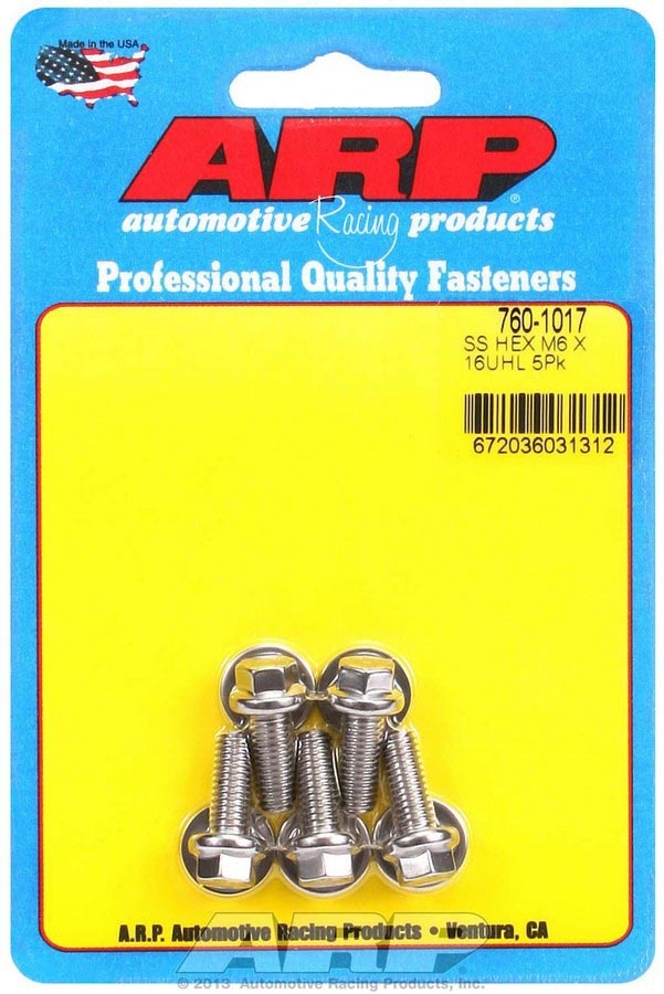 ARP S/S Bolt Kit - 6pt. (5) 6mm x 1.00 x 16mm