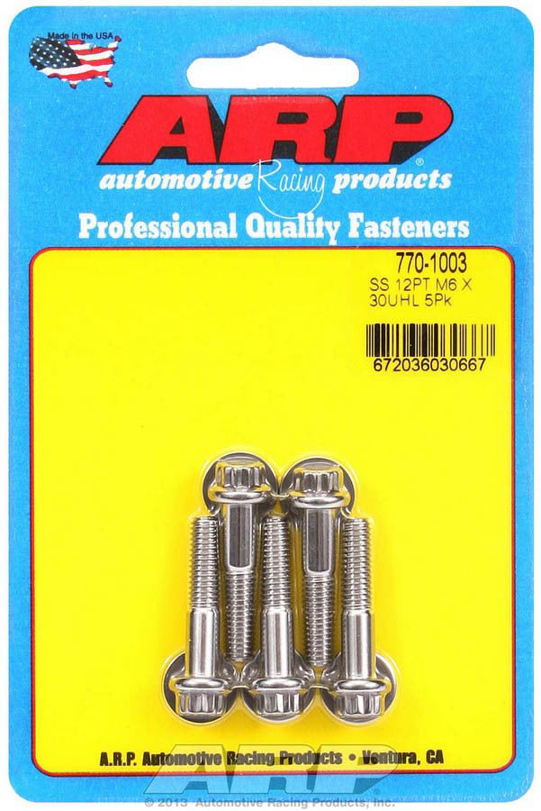 ARP S/S Bolt Kit - 12pt. (5) 6mm x 1.00 x 30