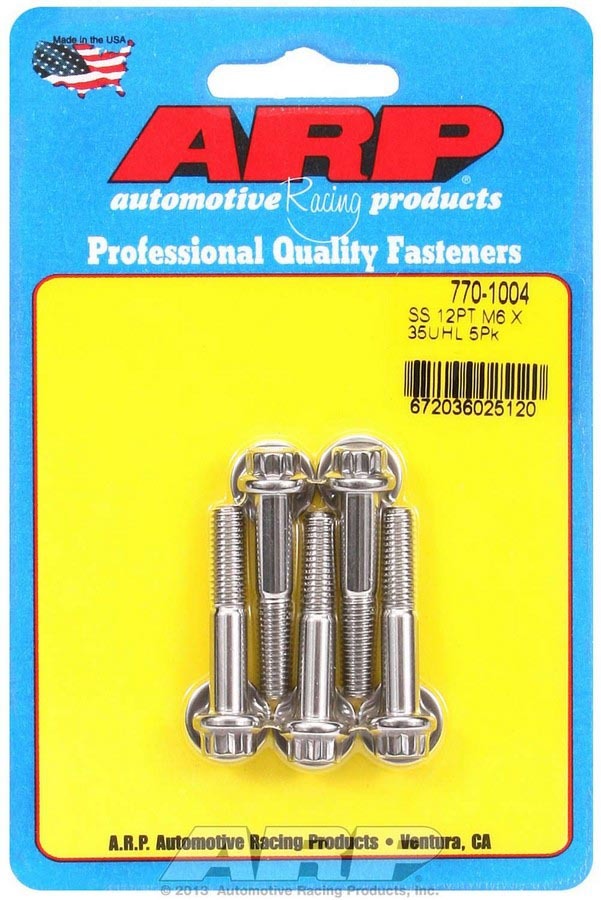 ARP S/S Bolt Kit - 12pt. (5) 6mm x 1.00 x 35