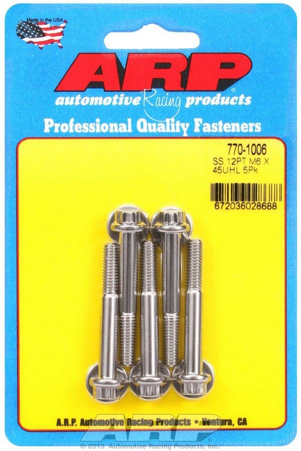 ARP S/S Bolt Kit - 12pt. (5) 6mm x 1.00 x 45mm