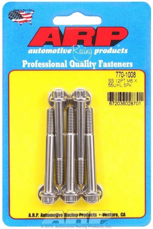 ARP S/S Bolt Kit - 12pt. (5) 6mm x 1.00 x 55mm