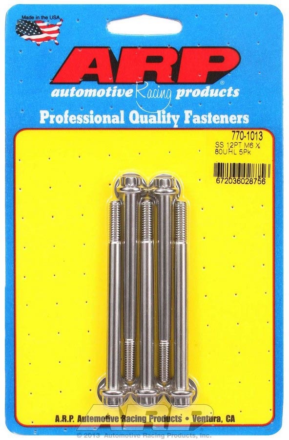 ARP S/S Bolt Kit - 12pt. (5) 6mm x 1.00 x 80