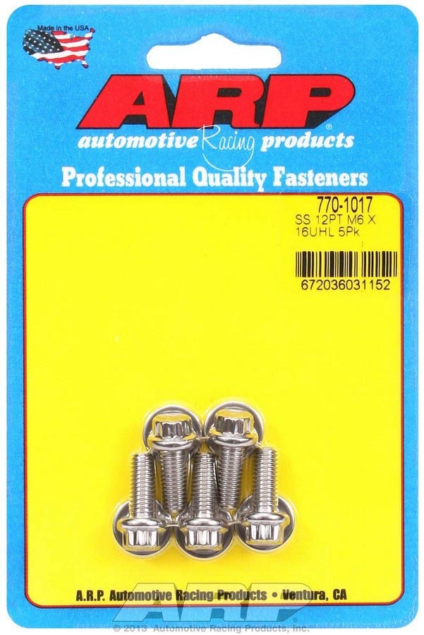 ARP S/S Bolt Kit - 12pt. (5) 6mm x 1.00 x 16