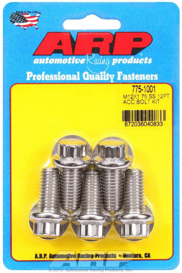 ARP S/S Bolt Kit - 12pt. (5) 12mm x 1.75 x 25mm