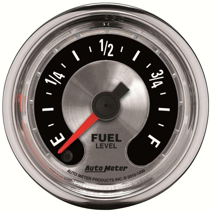 AutoMeter Fuel Level Gauge - American Muscle - 0-280 OHM - Electric - Analog - Full Sweep - 2-1/16 in Diameter - Brushed / Black Face - Each
